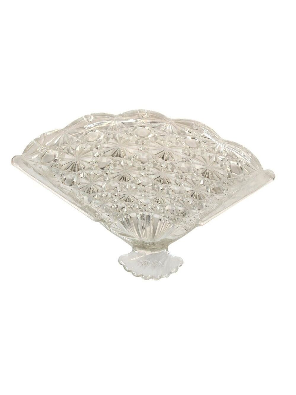 Vintage Avon Crystal Fan-Shaped Soap Dish, Candy Dish, Trinket Tray
